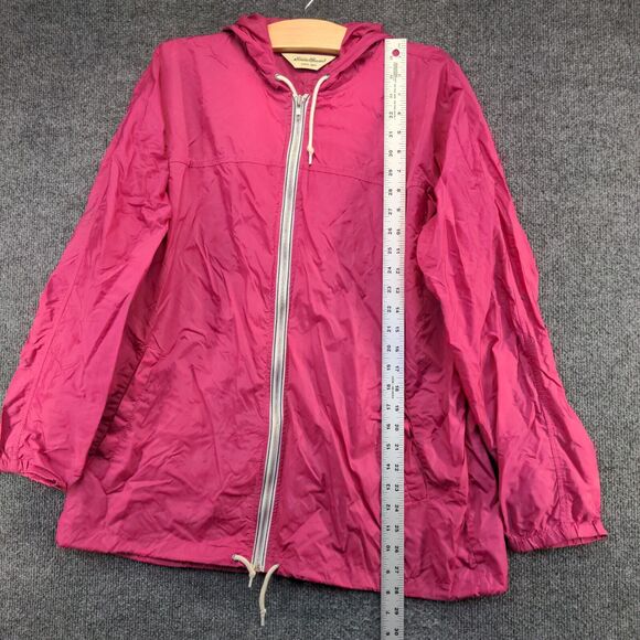 Eddie Bauer Men's Full Zip Hooded Windbreaker Jacket Pink Large Vented - Picture 13 of 15